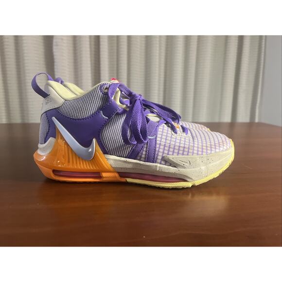 Nike Other - Nike Boys LeBron James Witness 7 Basketball Shoes Size 4Y Purple Gold Lakers